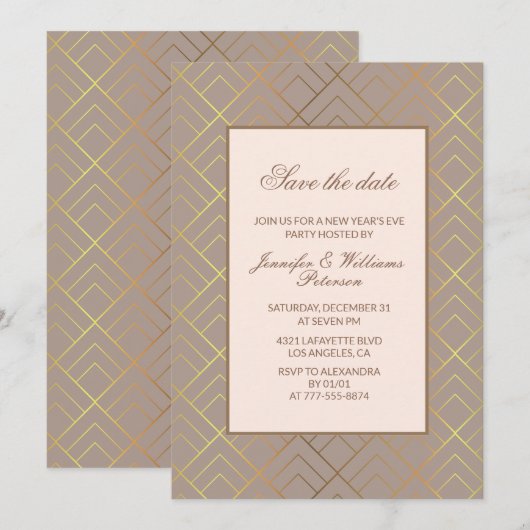 Elegant Neujahrs Einladung Save the Date (Vorne/Hinten)