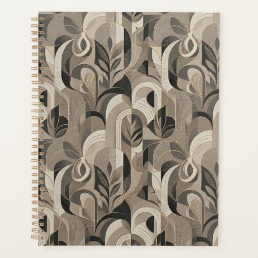 Elegant Neutral Abstract Geometric Notebook  Planer (Vorderseite)