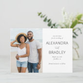Elegant Neutral Beach Photo Save The Date (Stehend Vorderseite)