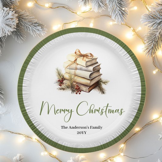 Elegant Neutral Christmas Book Holiday Table Decor Pappteller