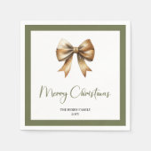 Elegant Neutral Christmas Bow Personalized Napkin Serviette (Vorderseite)