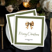 Elegant Neutral Christmas Bow Personalized Napkin Serviette