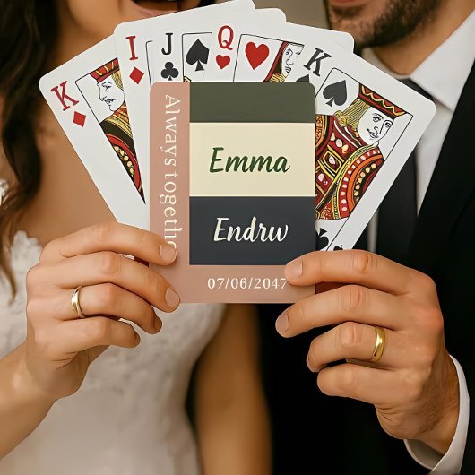 Elegant Neutral Color Wedding /Personalized Couple Spielkarten