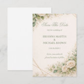 Elegant Neutral Greenery Floral Save The Date (Vorne/Hinten)