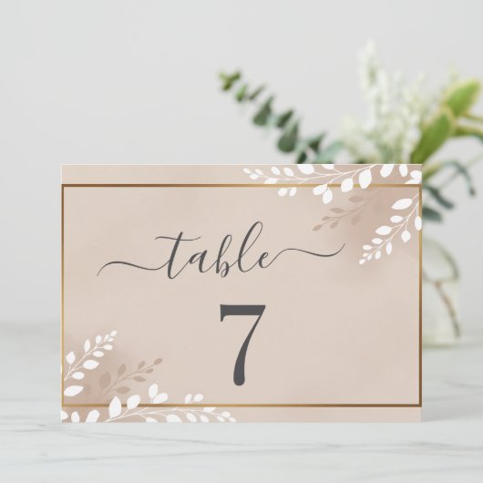 Elegant Neutral Magnolia Wedding Table Number (Stehend Vorderseite)