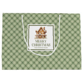 Elegant Neutral Nordic Christmas Script Gift Bag   Große Geschenktüte (Rückseite)