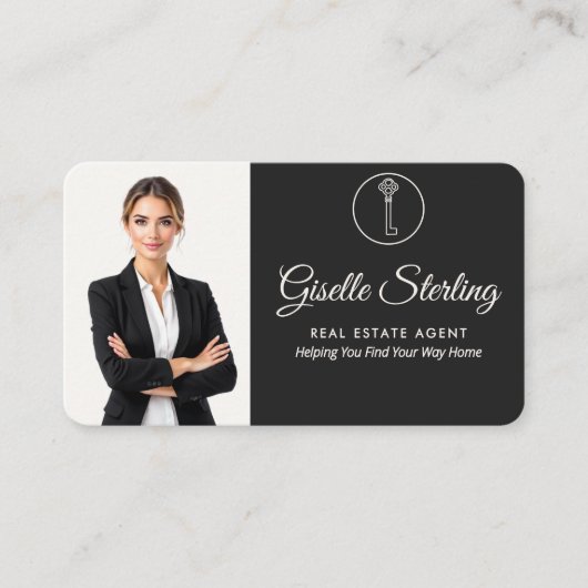 Elegant Neutral Photo Real Estate Agent QR Code Visitenkarte (Vorderseite)