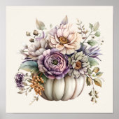 Elegant Neutral Pumpkin Floral Fall Cottage  Poster (Vorne)
