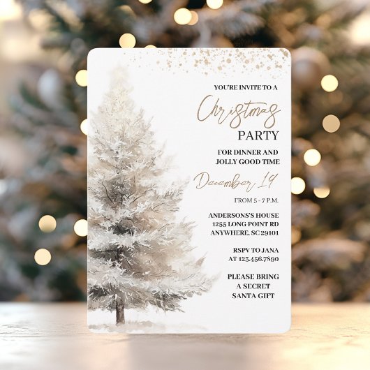 Elegant Neutral Watercolor Christmas Einladung