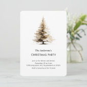 Elegant Neutral Watercolor Christmas Tree Party Einladung (Stehend Vorderseite)