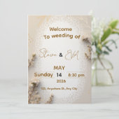 Elegant Neutral Wedding Invitation in Brown & Beig Einladung (Stehend Vorderseite)