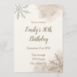 Elegant Neutral Winter 30th Birthday Invitation Einladung