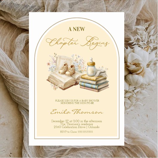 Elegant New Chapter Begins Baby shower  Einladung