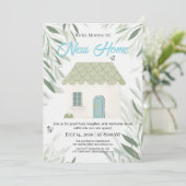 Elegant New Home Moving In Invitation Botanical Gr Einladung (Stehend Vorderseite)