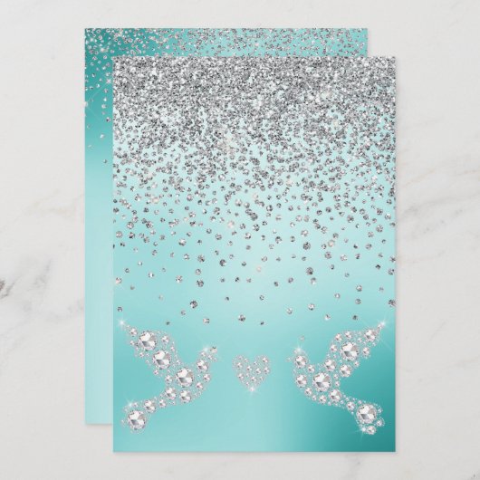 ELEGANT New Kristall Diamond Hochzeitsgrün Einladung (Vorne/Hinten)