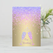 ELEGANT New kristall diamond wedeln lila Gold Einladung (Stehend Vorderseite)