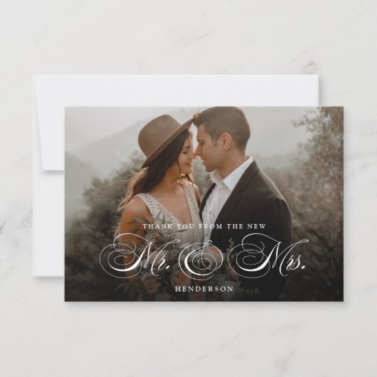 Elegant New Mr. and Mrs. Wedding Dankeskarte (Vorderseite)