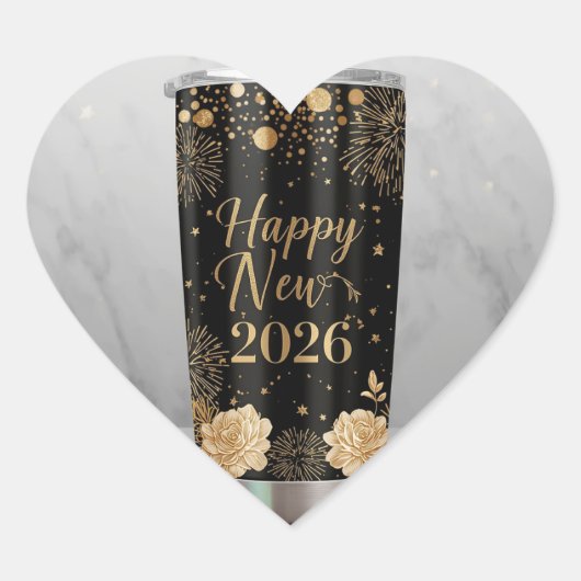 Elegant New Year 2026 Sticker | Gold & Black Label (Vorderseite)