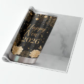 Elegant New Year 2026 Sticker | Gold & Black Label Geschenkpapier (Ungerollt)