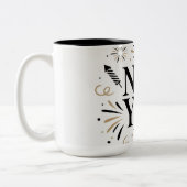 Elegant New Year Celebration Mug Design Zweifarbige Tasse (Links)