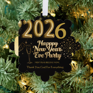 Elegant New Year Eve Paper Ornament Karte