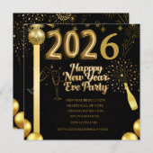 Elegant New Year Eve Party Invitation Card Save The Date (Vorne/Hinten)