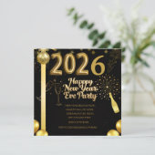 Elegant New Year Eve Party Invitation Card Save The Date (Stehend Vorderseite)