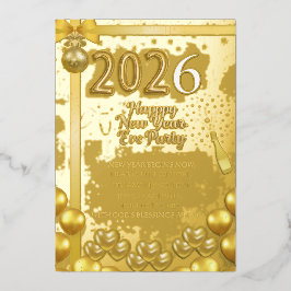 Elegant New Year Eve Party Invitation Foil Card Folieneinladung