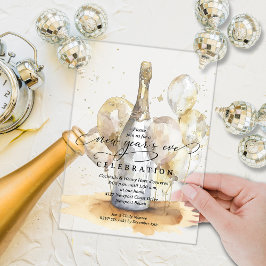 Elegant New Year's Eve Champagne & Balloons Acryleinladungen