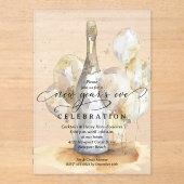 Elegant New Year's Eve Champagne & Balloons Acryleinladungen (Vorderseite)