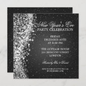 Elegant New Years Eve Invitation Sparkle Black Einladung (Vorne/Hinten)