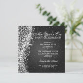 Elegant New Years Eve Invitation Sparkle Black Einladung (Stehend Vorderseite)