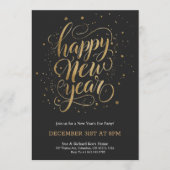 Elegant New Year's Eve invitation with gold script Einladung (Vorderseite)