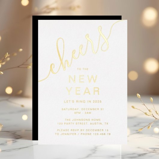 Elegant New Year's Eve Party Gold Folieneinladung