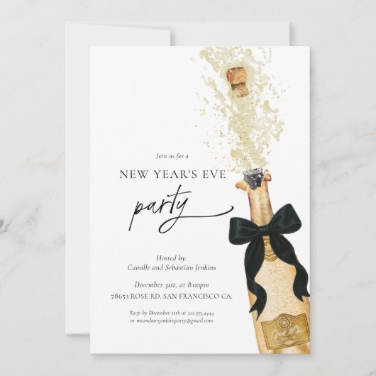 Elegant New Years Eve Party Invitation Einladung (Vorderseite)
