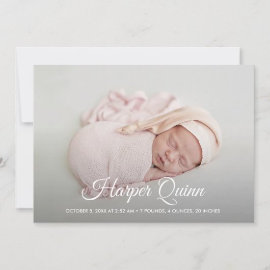 Elegant Newborn Foto Collage Birth Ankündigung (Vorderseite)