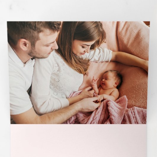 Elegant Newborn Foto Collage Dreifach Gefaltete Ankündigung (Innen Erste Seite)