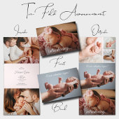 Elegant Newborn Foto Collage Dreifach Gefaltete Ankündigung