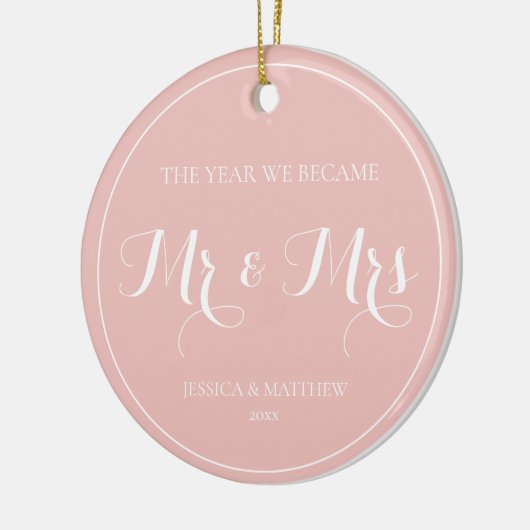 Elegant Newlywed First Christmas Mr. und Mrs. Keramik Ornament (Links)