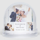 Elegant Newlywed Foto Collage Snow Globe Schneekugeln (Vorderseite)