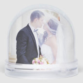 Elegant Newlywed Foto Collage Snow Globe Schneekugeln (Rückseite)