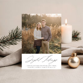 Elegant Newlywed Joyful Tidings Christmas Photo Feiertagskarte