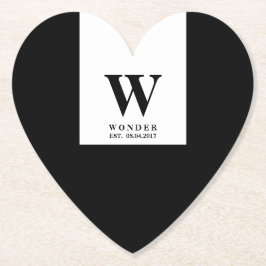 Elegant Newlywed Monogram | Black wedding Untersetzer