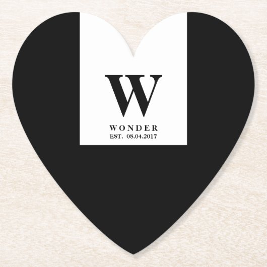 Elegant Newlywed Monogram | Black wedding Untersetzer (Vorderseite)