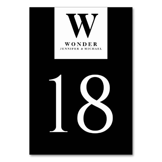 Elegant Newlywed Monogram Seating Tischnummer (Rückseite)