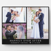 Elegant Newlyweds 3 Foto Collage Black Wedding Fotoplatte (Vorderseite)