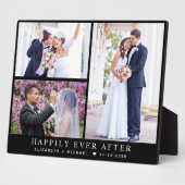 Elegant Newlyweds 3 Foto Collage Black Wedding Fotoplatte (Seite)