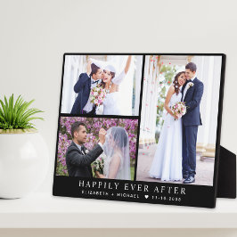 Elegant Newlyweds 3 Foto Collage Black Wedding Fotoplatte