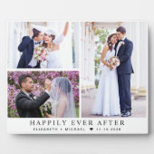 Elegant Newlyweds 3 Foto Collage Wedding Fotoplatte (Vorderseite)