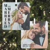 Elegant Newlyweds Foto Verheiratet Frohe Weihnacht Ornament Aus Metall